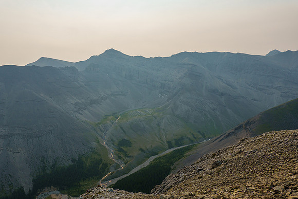 Smoky views over North Burnt Timber Creek.