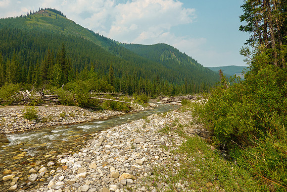 Hiking back along North Burnt Timber Creek.