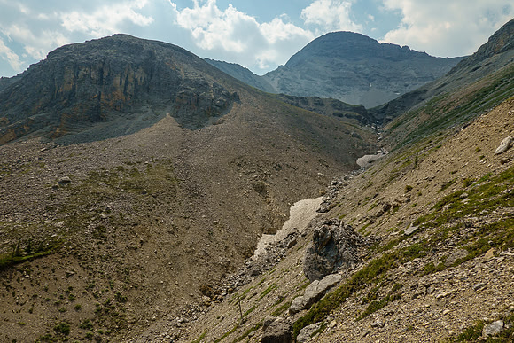 Descending an alternate route down towards North Burnt Timber Creek.