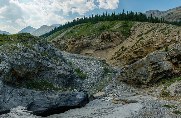 Hiking back along North Burnt Timber Creek.