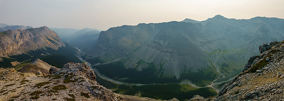 Smoky views over North Burnt Timber Creek.