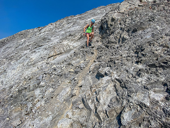 Descending the east ridge / face of Mount Oliver.