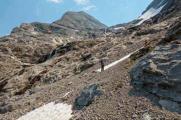 Looking back at Phil and Wietse in the NW access drainage.