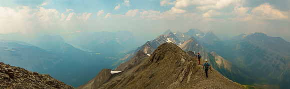 Descending the NW summit ridge.