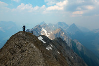 Descending the NW summit ridge.