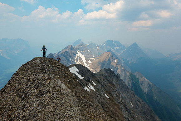 Descending the NW summit ridge.