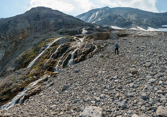 Hiking up the Cone Mountain access drainage.