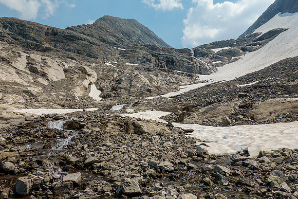 Looking back at Phil and Wietse in the NW access drainage.