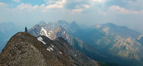 Descending the NW summit ridge.