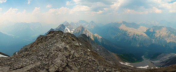 Descending the NW summit ridge.