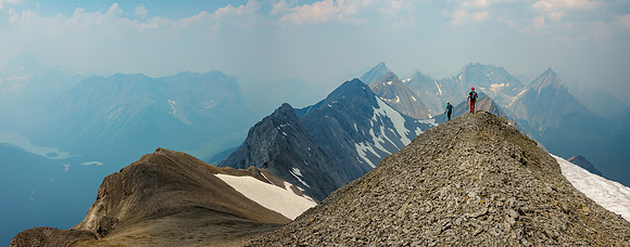 Descending the NW summit ridge.