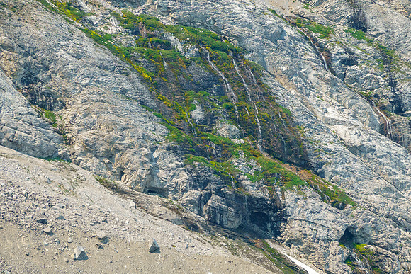 Interesting green slopes near running water.