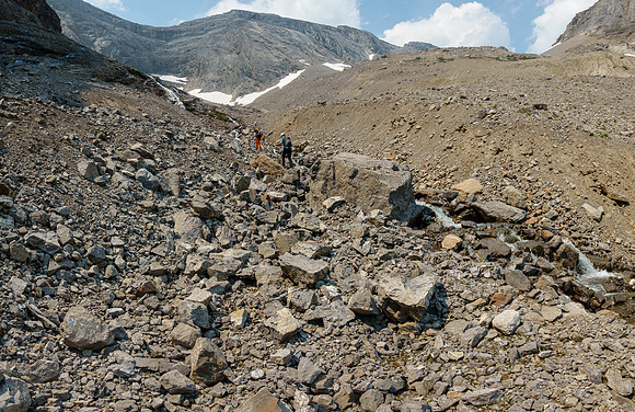 Hiking up the Cone Mountain access drainage.