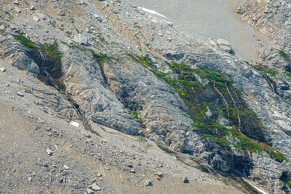 Interesting green slopes near running water.