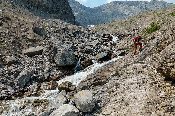 Hiking up the Cone Mountain access drainage.