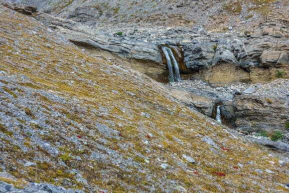 Waterfalls in the upper NW alpine bowl.
