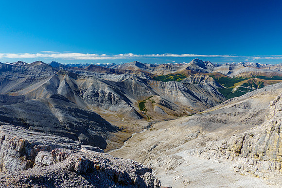 Beautiful front range valleys and peaks in the eastern Banff ranges.