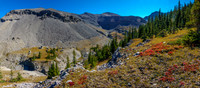 Views back to a gorgeous alpine scene beneath "Grimes" and "Chupacabra".