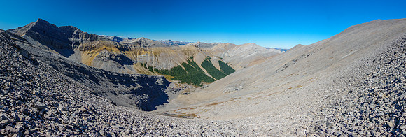 My descent ridge at left down to mid center.