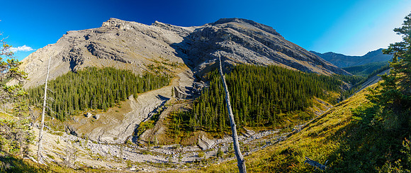 My exit at left, I came from the right. At center is the lower "Grimes Jr" slopes.