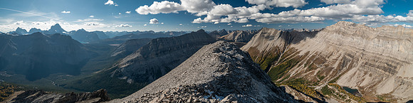 Views up Allenby Creek at left and its headwaters at right.