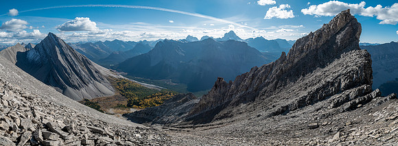 Descending to lower left.