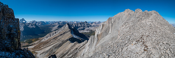 Traversing difficult terrain along the south ridge of Allenby.