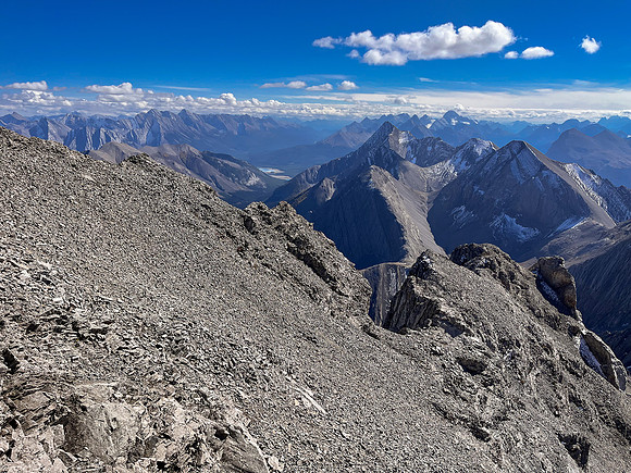 Descending off the south end of the south ridge.