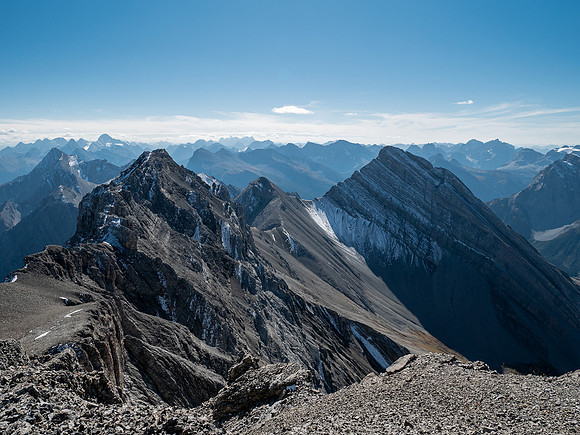 Views to the south peaks of Allenby and Mount Mercer.