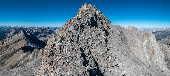 Traversing difficult terrain along the south ridge of Allenby.