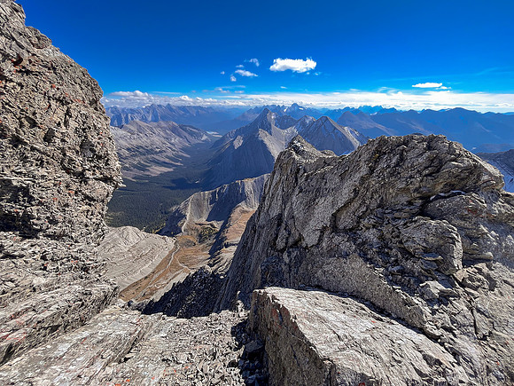 Descending off the south end of the south ridge.