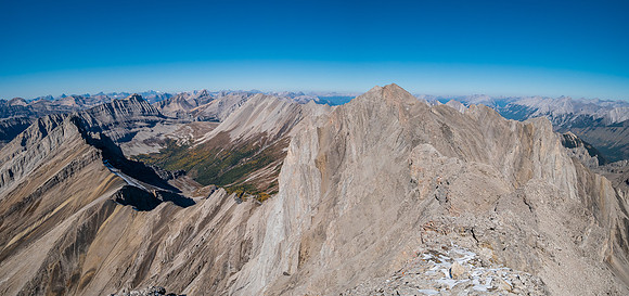 Traversing difficult terrain along the south ridge of Allenby.