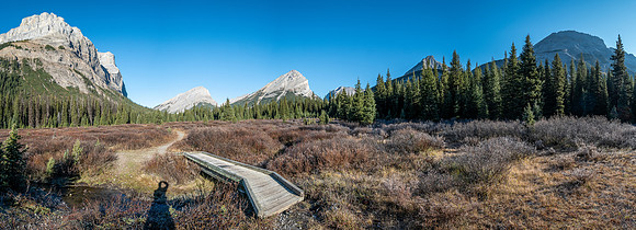 Cascade Rock, Cave Mountain, Bashan Peak, false Allenby and Mercer (R) from the Bryant Creek trail.