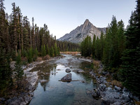 Views to Cone Mountain over the Spray River.