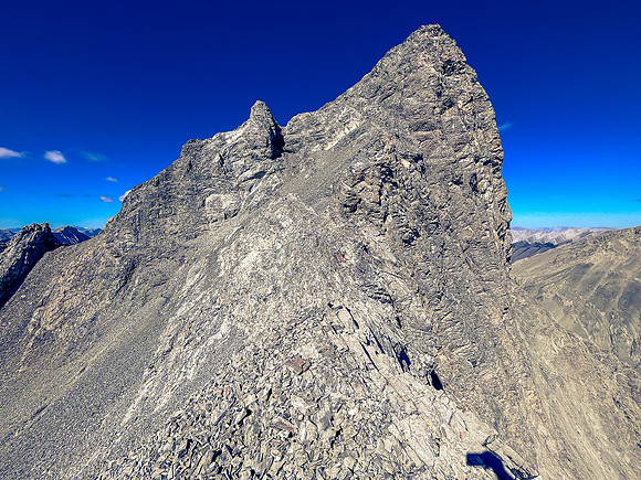 Descending off the south end of the south ridge.
