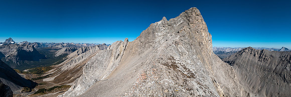 Views up the south ridge of Allenby. Assiniboine at left.