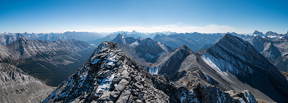 View south off the south ridge to Mercer (R).