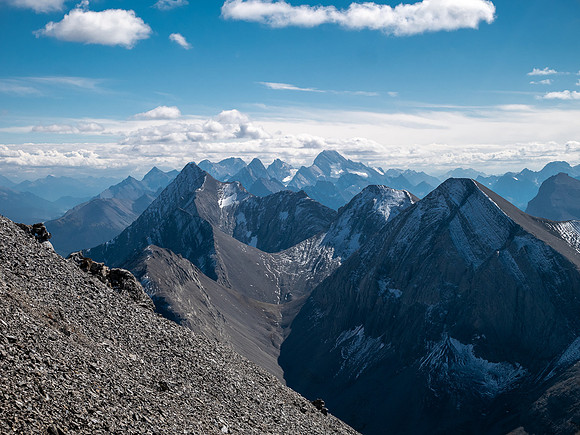 Descending off the south end of the south ridge.