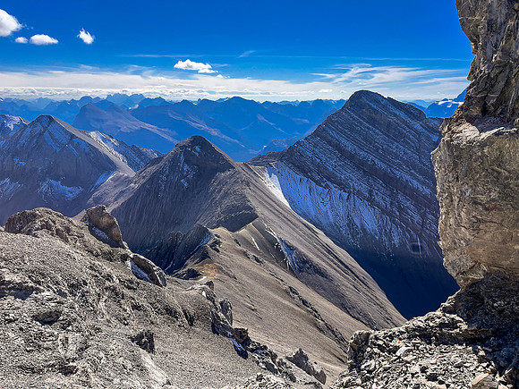 Descending off the south end of the south ridge.