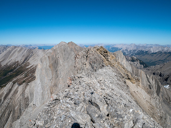 Traversing difficult terrain along the south ridge of Allenby.