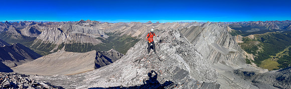 Traversing the summit ridge on Cuthead Peak.