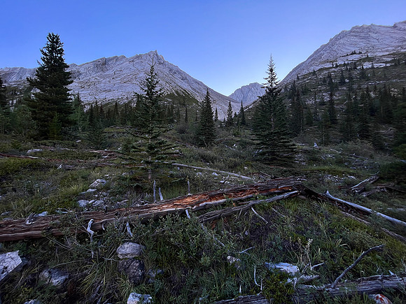 Starting up lower west slopes of Cuthead Peak towards the west access drainage.