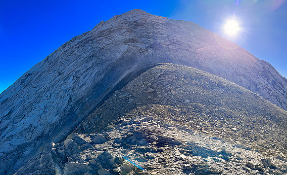 Views up the west face from the upper col.