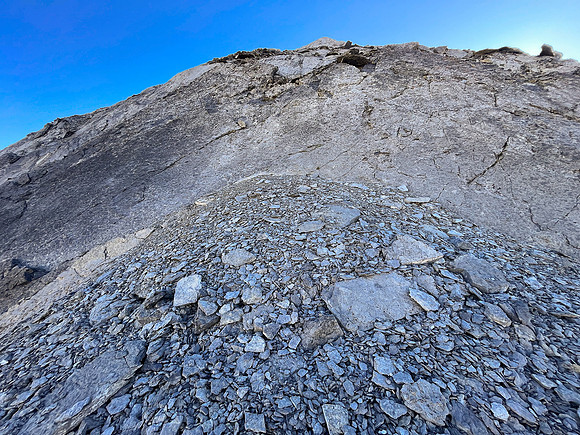 Views up the west face from the upper col.