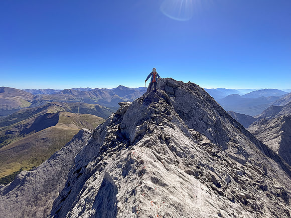 Returning along the summit ridge.