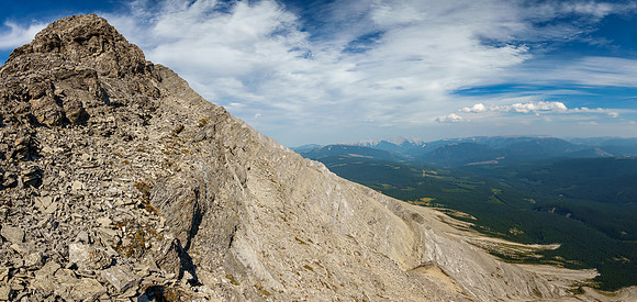 The first set of cliffs is by-passed on the right (east).