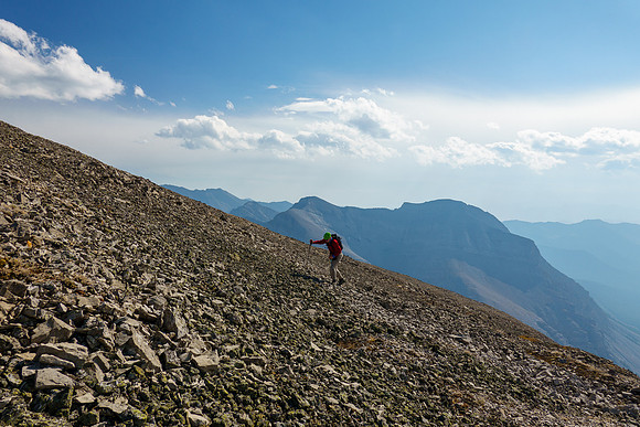 Neverending scree slopes to the summit.