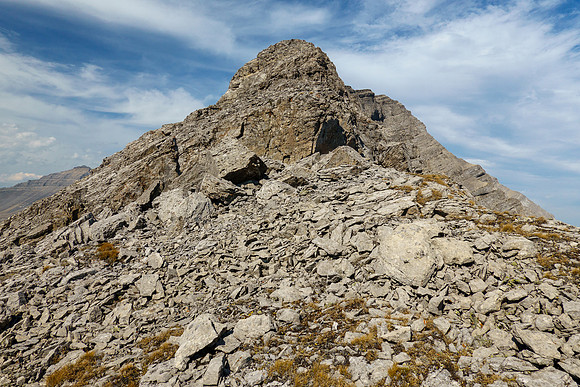 The first set of cliffs is by-passed on the right (east).