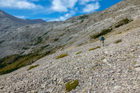 Approaching the headwall. Route goes from right to left.