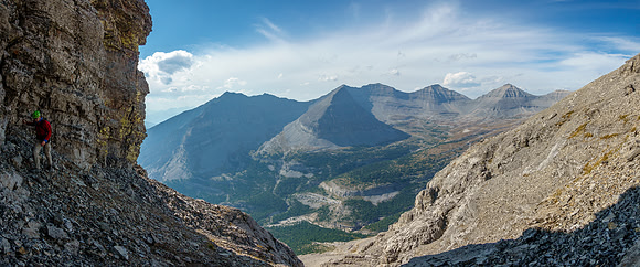 Views back along the scree traverse.